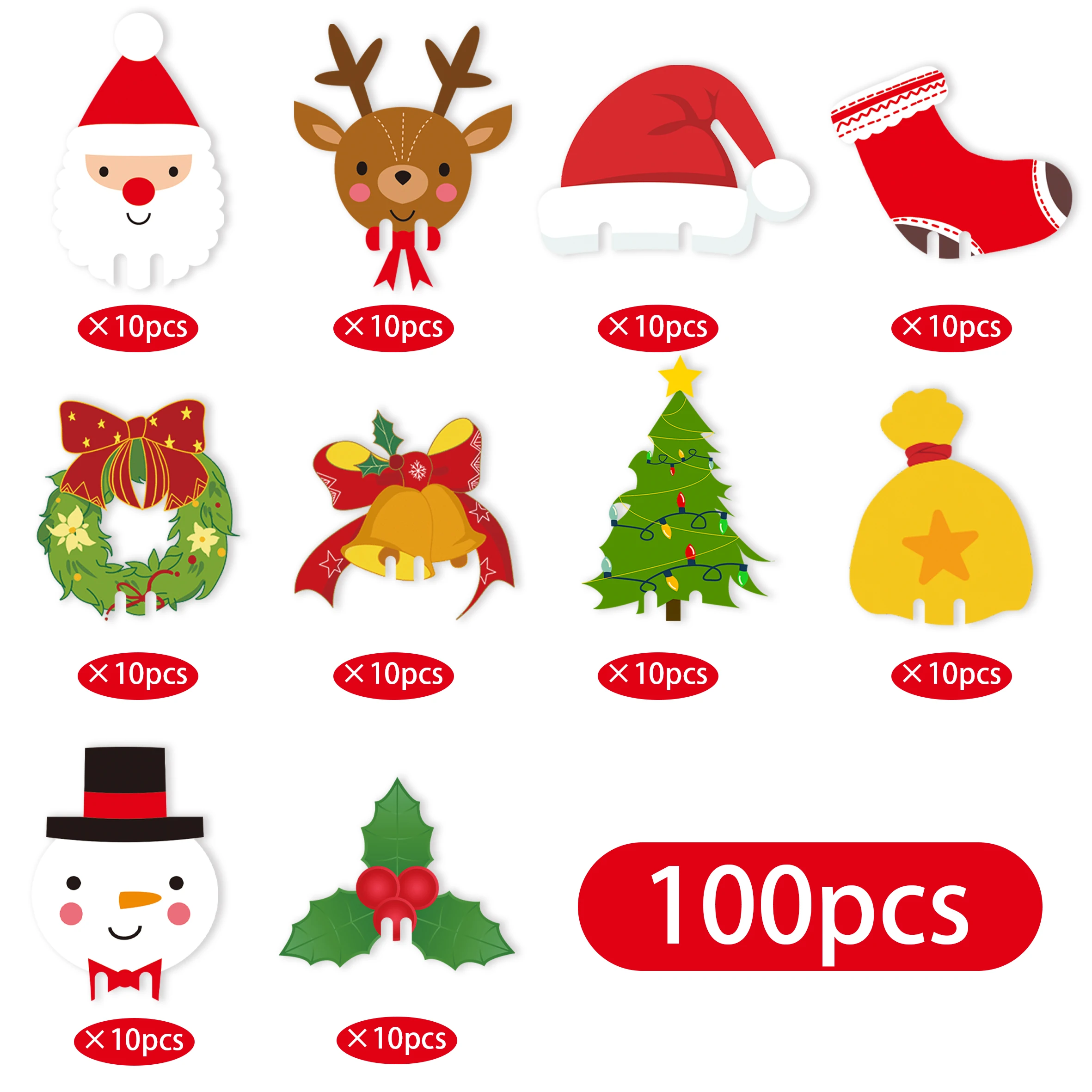 100pcs Christmas Wine Glass Decoration Santa Hat Xmas Tree Snowman Cup Card Home Table Place Decor Navidad New Year Party Supply - Image 6