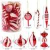 14pcs/box Christmas Ball Ornaments Red Candy Cane Xmas Tree Hanging Pendants Navidad New Year Home Decorations 2024 Natal Gift