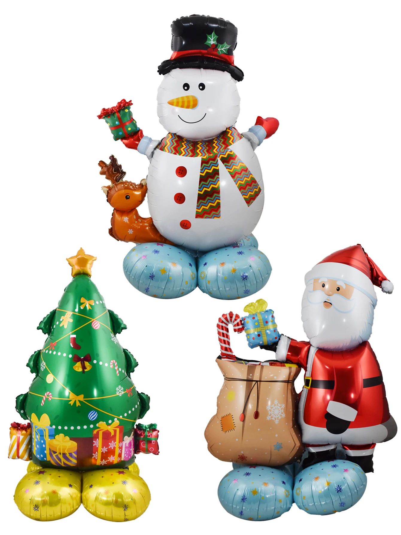1set Large Stand Pedestal Christmas Tree Santa Claus Snowman Elk Balloons New Year Christmas Decorations Navidad 2024 Decor