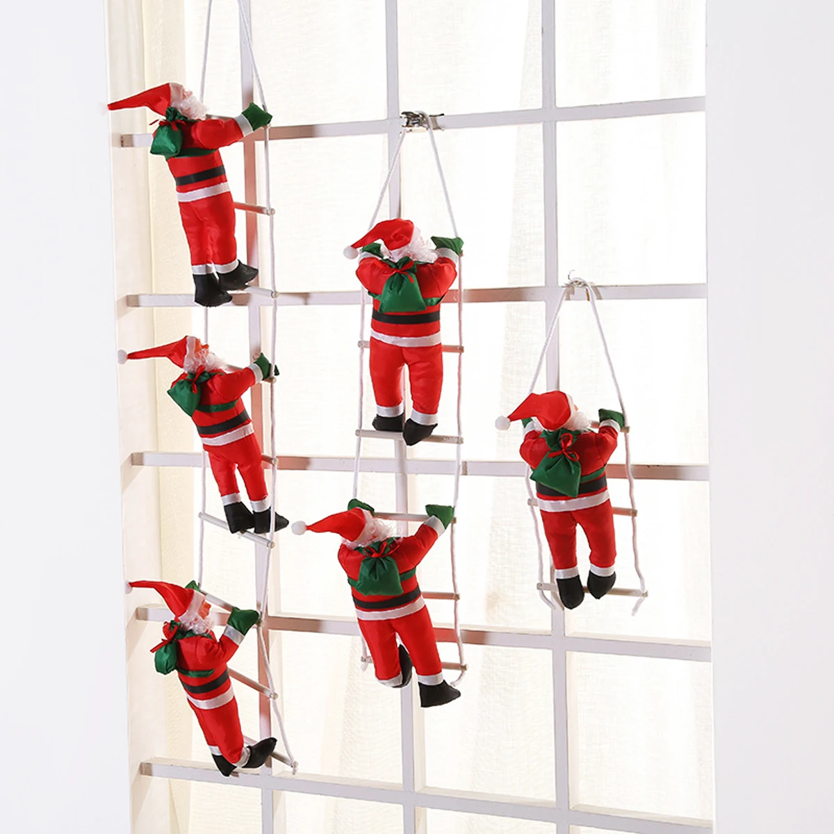 25CM Christmas Ornament Santa Claus Climbing Hanging Doll Stair Ladder Rope Kids Toy Xmas Pendant Door Party - Image 2