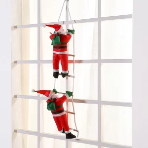 25CM Christmas Ornament Santa Claus Climbing Hanging Doll Stair Ladder Rope Kids Toy Xmas Pendant Door Party