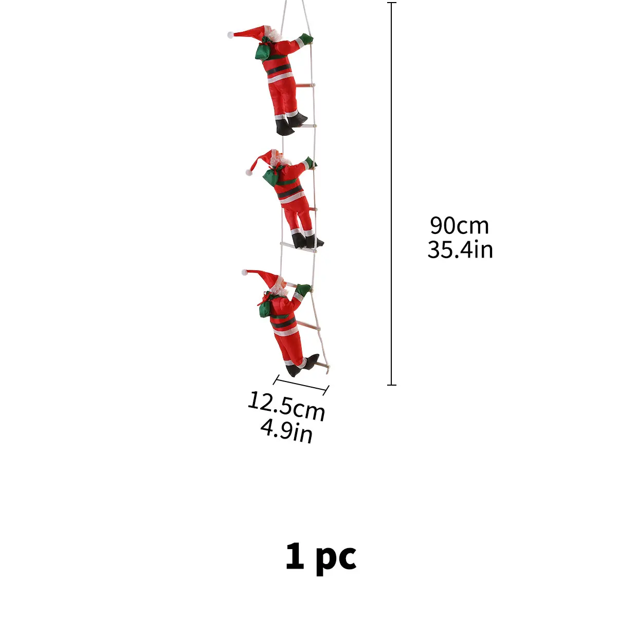 25CM Christmas Ornament Santa Claus Climbing Hanging Doll Stair Ladder Rope Kids Toy Xmas Pendant Door Party - Image 6