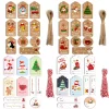 50pcs Merry Christmas Kraft Paper Tags DIY Gift Wrapping Decor Gift Card Xmas tree Hanging Label Christmas new year party favors