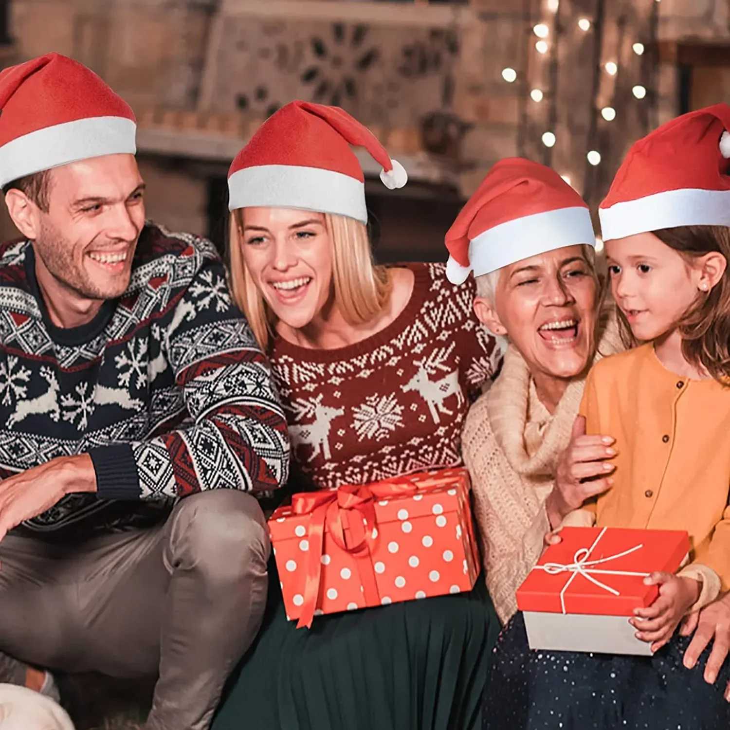 Adults Kids Christmas Hats Non-woven Fabric Santa Claus Xmas Hats Cap Merry Christmas New Year Party Festival Decoration Gifts - Image 4