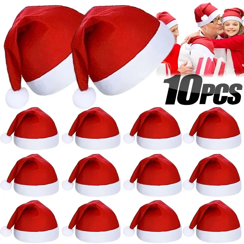 Adults Kids Christmas Hats Non-woven Fabric Santa Claus Xmas Hats Cap Merry Christmas New Year Party Festival Decoration Gifts