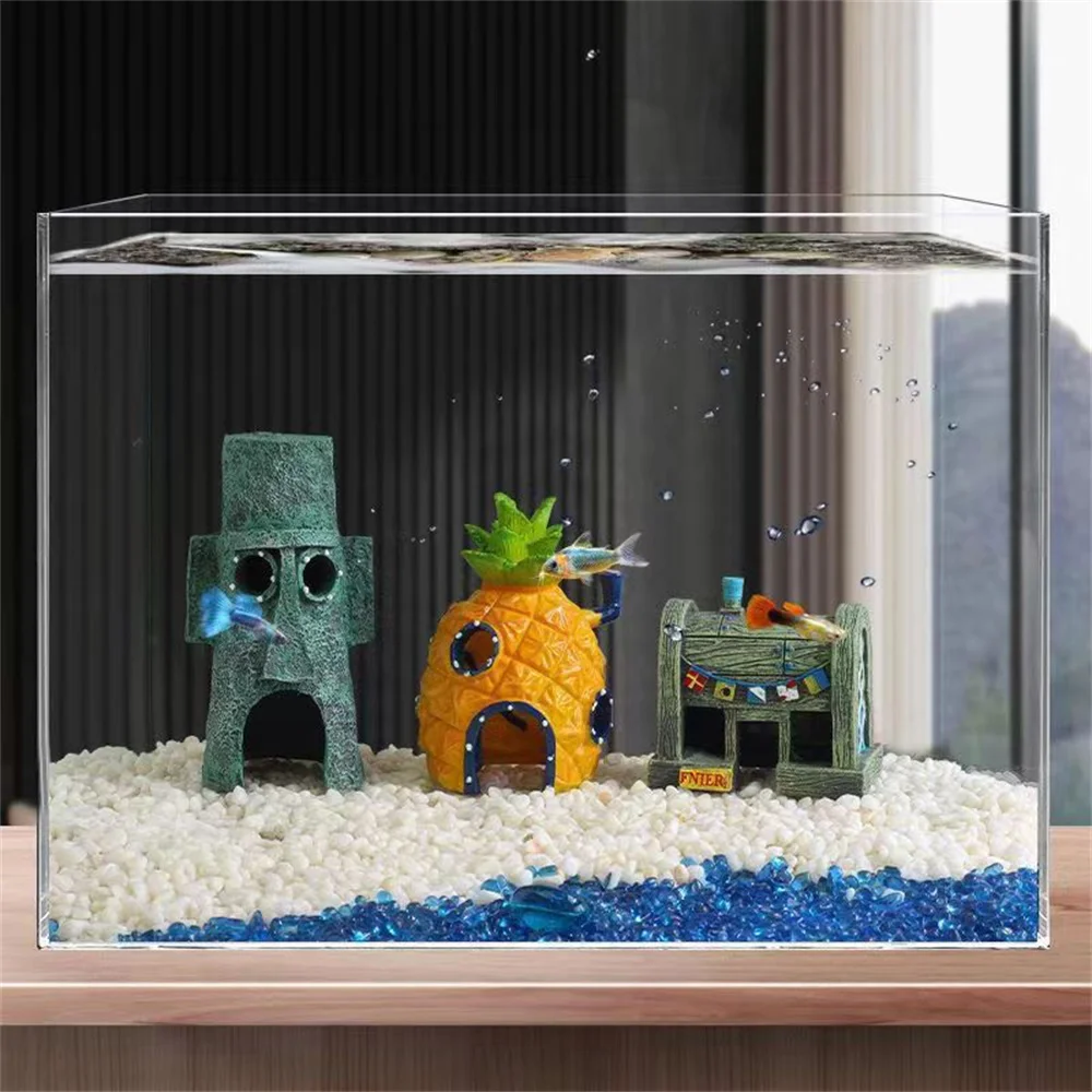 Cartoon Fish Tank Decor Figures Ornaments Simulation Pineapple House Resin Fish Tank Decoration Landscaping Aquarium Accessories - Image 2
