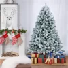 Christmas Green Flocked Spruce Snowflake Frosted Artificial Holiday Decoration Christmas Tree 4.5 Feet Christmas Decoration