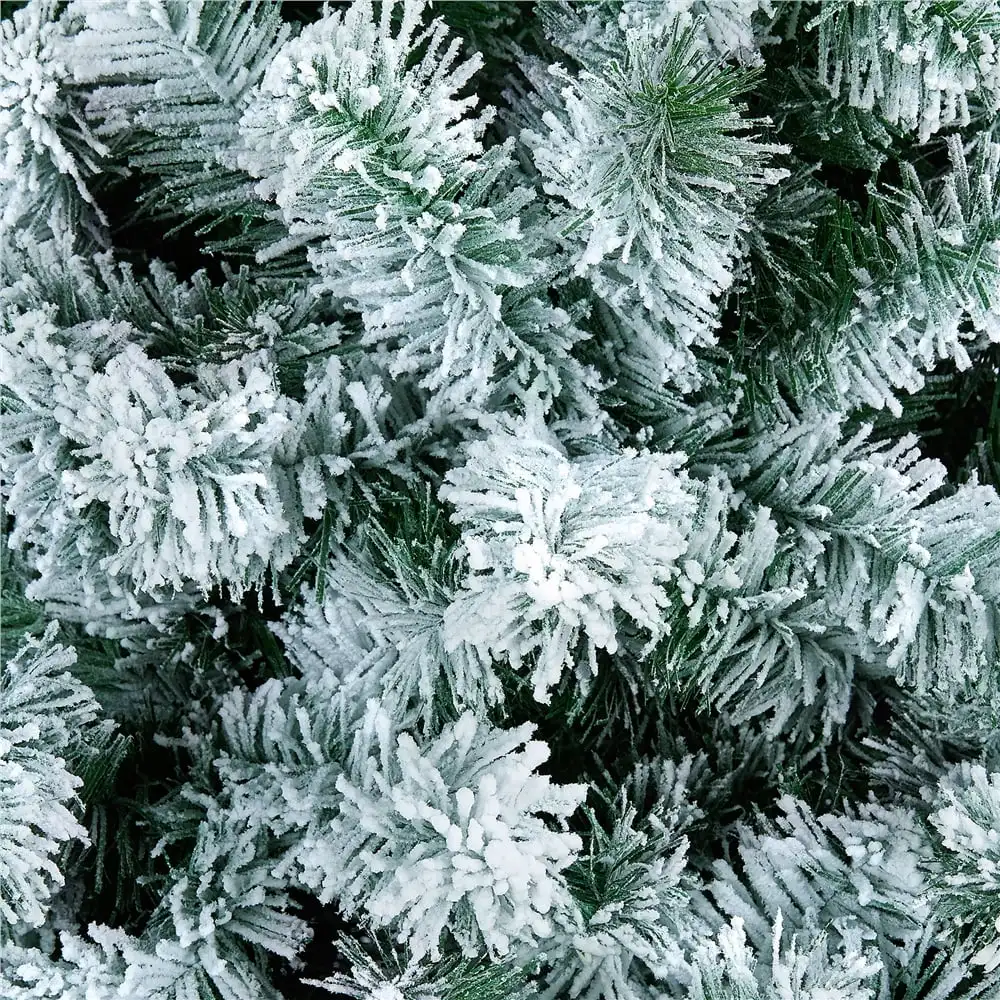 Christmas Green Flocked Spruce Snowflake Frosted Artificial Holiday Decoration Christmas Tree 4.5 Feet Christmas Decoration - Image 3