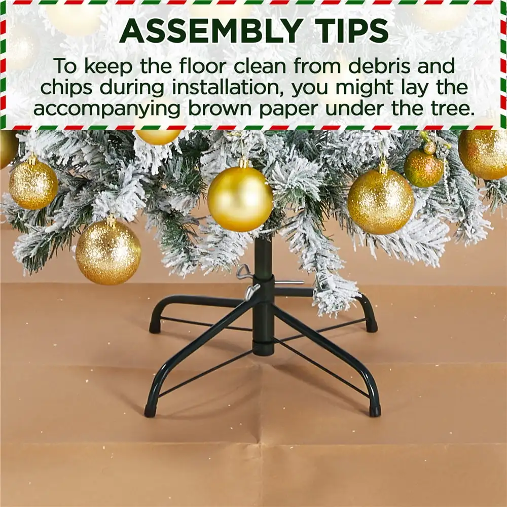 Christmas Green Flocked Spruce Snowflake Frosted Artificial Holiday Decoration Christmas Tree 4.5 Feet Christmas Decoration - Image 4