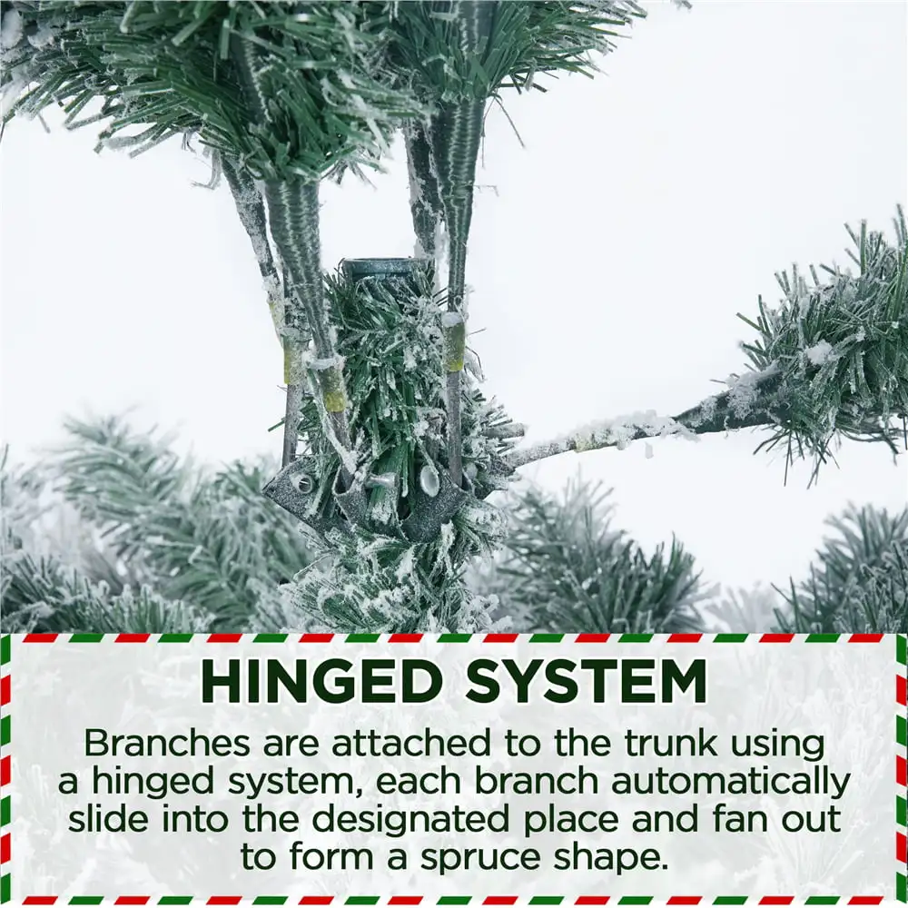 Christmas Green Flocked Spruce Snowflake Frosted Artificial Holiday Decoration Christmas Tree 4.5 Feet Christmas Decoration - Image 5