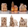 Christmas LED Light Wooden House Luminous Luxury bungalow Christmas Decorations Home Decor Fairy Night Lamp Pendant Kids Gift