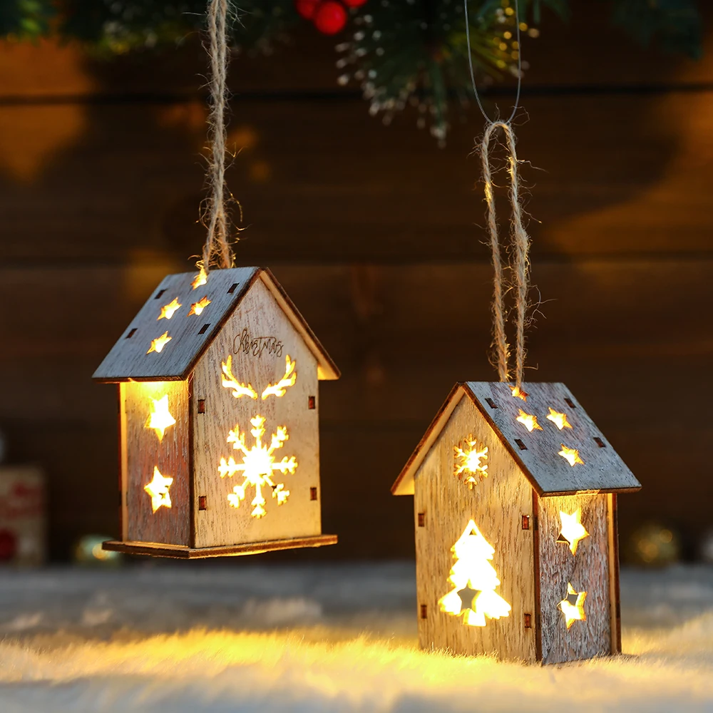 Christmas LED Light Wooden House Luminous Luxury bungalow Christmas Decorations Home Decor Fairy Night Lamp Pendant Kids Gift - Image 5