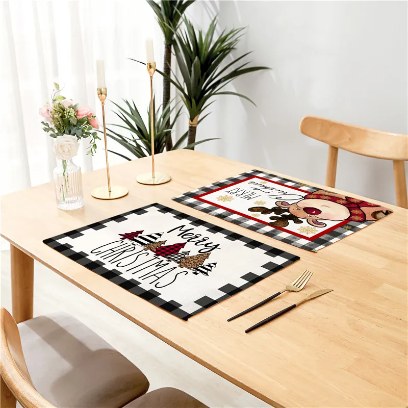 Christmas Linen Placemat Meal Cushion 32x42cm For Dining Room Kitchen Living Room and Xmas Festival - Image 3