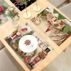 Christmas Linen Placemat Meal Cushion 32x42cm For Dining Room Kitchen Living Room and Xmas Festival