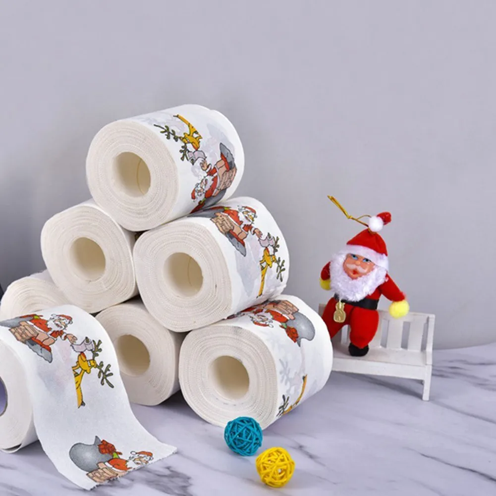 Christmas Pattern Series Roll Paper Christmas Decorations Prints Cute Toilet Paper Christmas Decorations For Home - Image 2