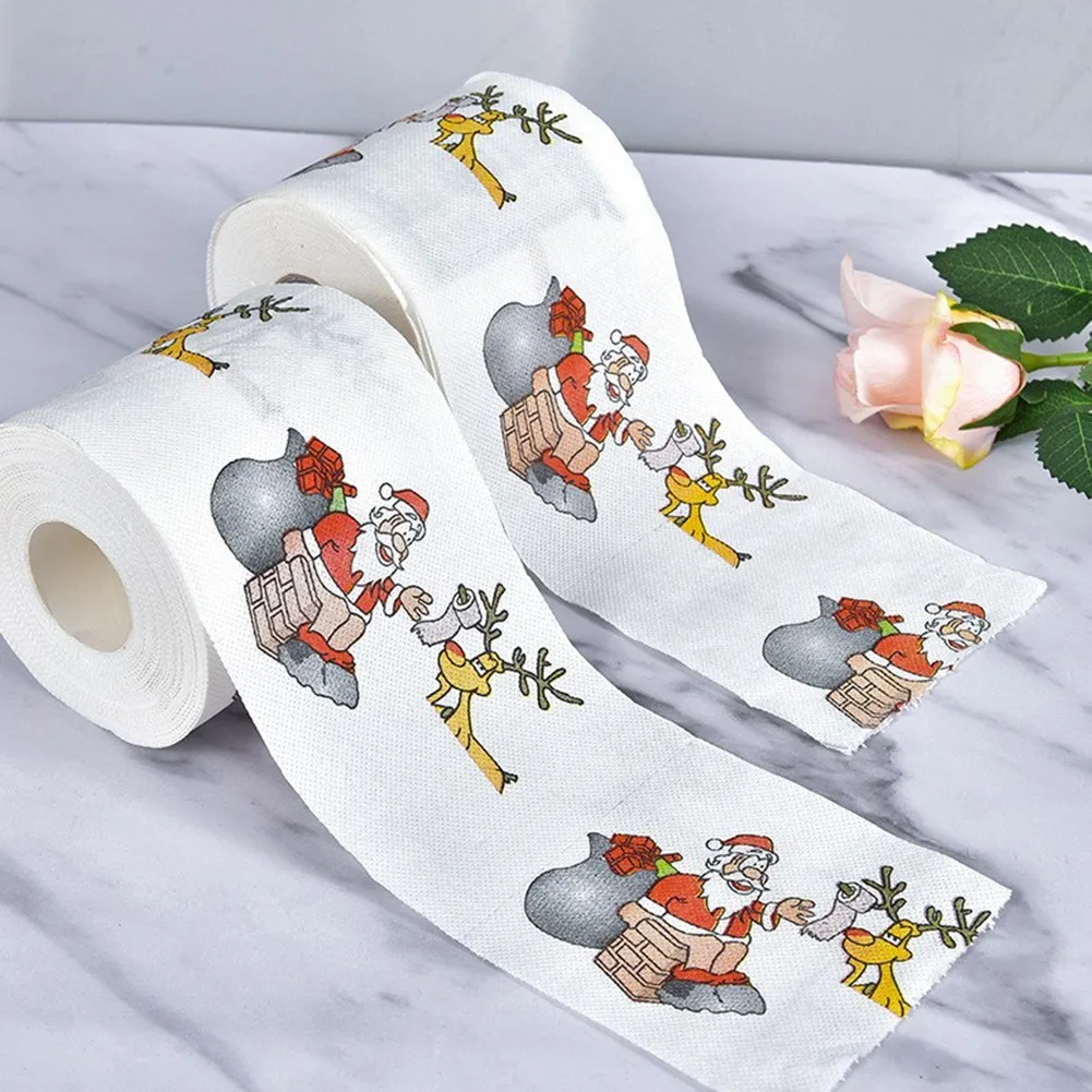 Christmas Pattern Series Roll Paper Christmas Decorations Prints Cute Toilet Paper Christmas Decorations For Home - Image 3