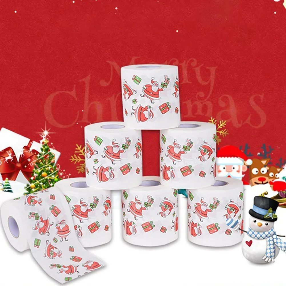 Christmas Pattern Series Roll Paper Christmas Decorations Prints Cute Toilet Paper Christmas Decorations For Home - Image 4