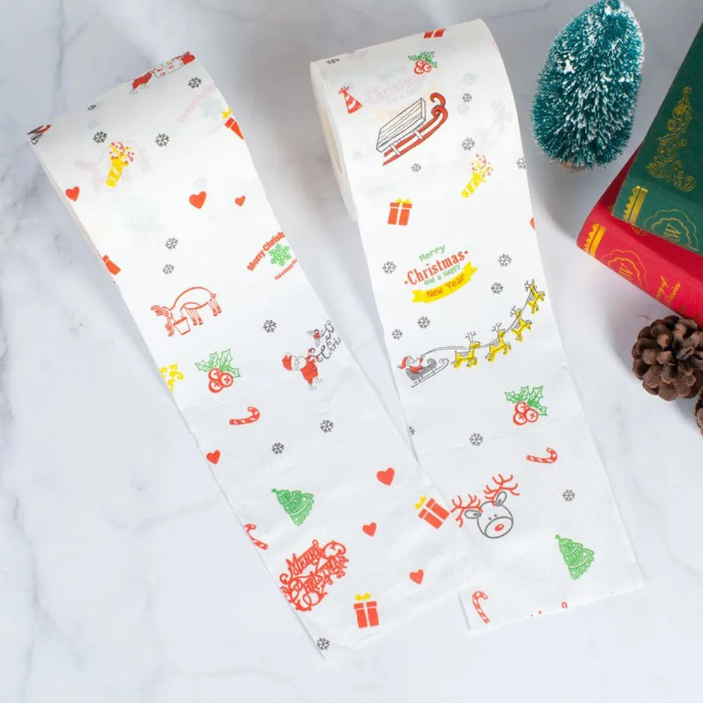 Christmas Pattern Series Roll Paper Christmas Decorations Prints Cute Toilet Paper Christmas Decorations For Home - Image 5