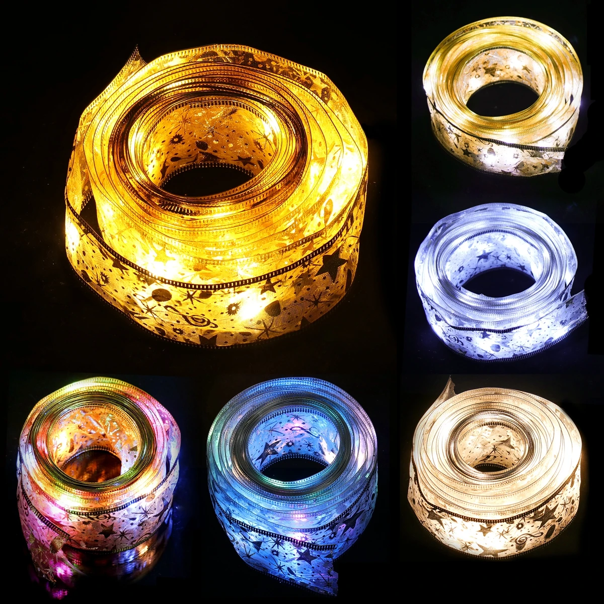 Christmas Ribbon Fairy Light String Merry Christmas Decorations For Home 2023 Cristmas Ornament Xmas Navidad Gifts New Year 2024 - Image 4