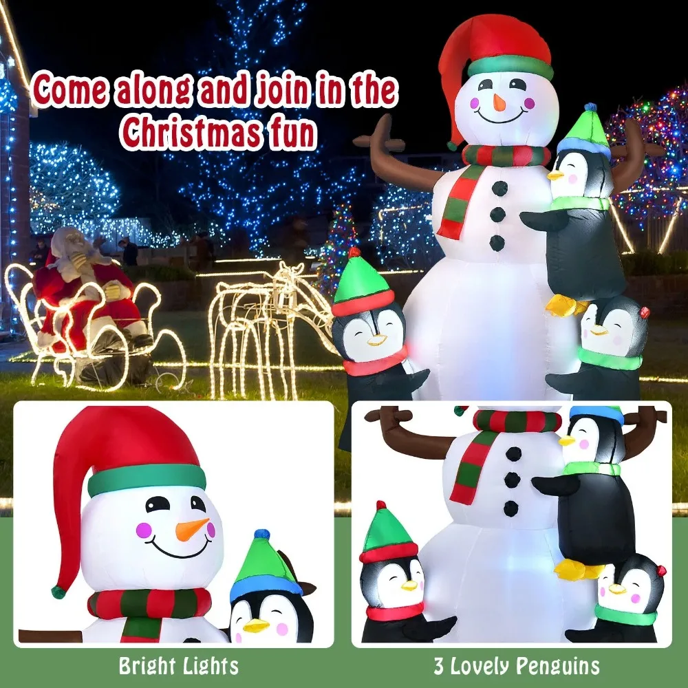Christmas Snowman Penguins Christmas Blow Up Yard Inflatable With LED Lights 6' Decoration Decorations 2024 Gift Tree Ornaments - Image 3