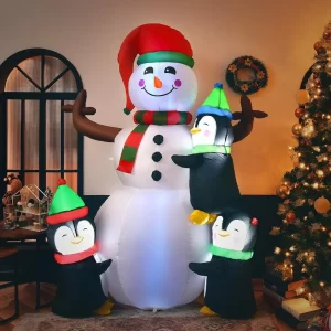 Christmas Snowman Penguins Christmas Blow Up Yard Inflatable With LED Lights 6' Decoration Decorations 2024 Gift Tree Ornaments