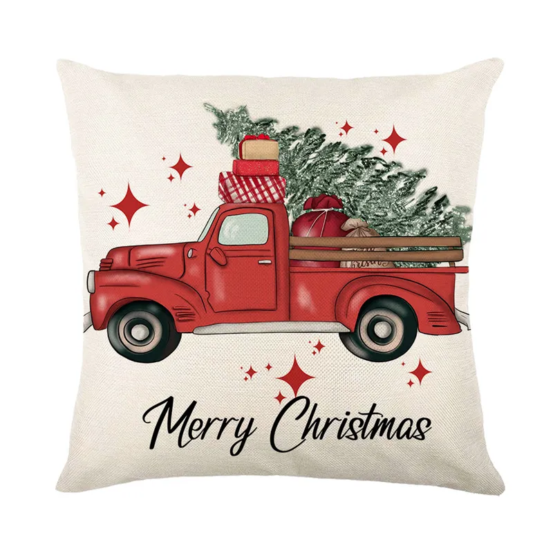 Linen Merry Christmas Pillow Cover 45x45cm Throw Pillowcase Winter Christmas Decorations for Home Tree Deer Sofa Cushion Cover - Image 3