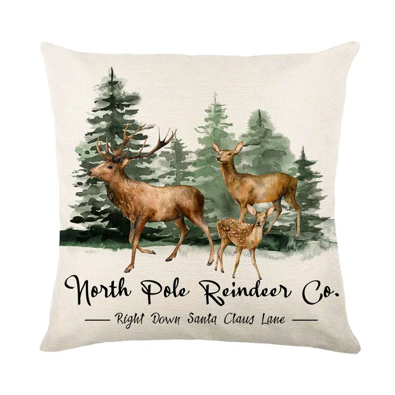 Linen Merry Christmas Pillow Cover 45x45cm Throw Pillowcase Winter Christmas Decorations for Home Tree Deer Sofa Cushion Cover - Image 4