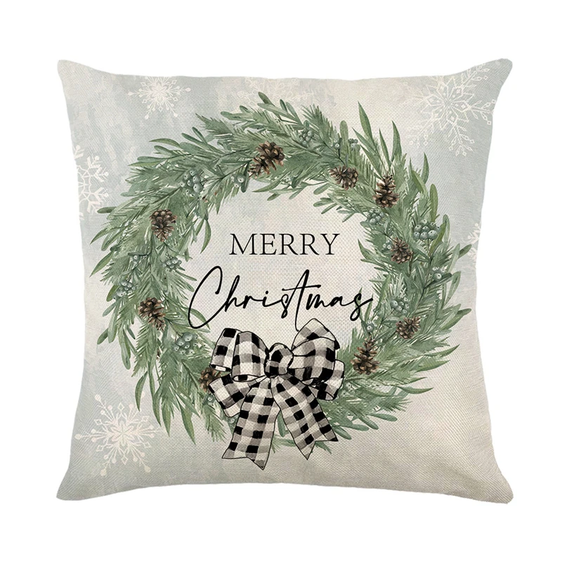Linen Merry Christmas Pillow Cover 45x45cm Throw Pillowcase Winter Christmas Decorations for Home Tree Deer Sofa Cushion Cover - Image 5