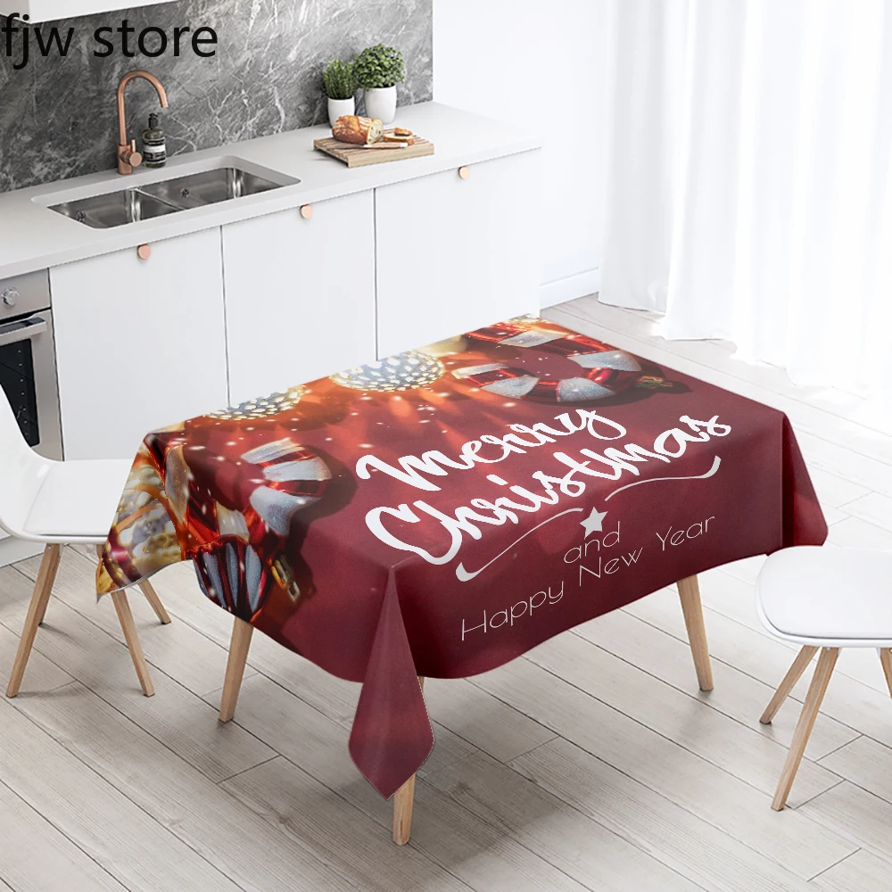 Merry Christmas and Happy New Year Decorative Tablecloth Rectangular Waterproof Tablecloth Home Restaurant Table Decoration - Image 2