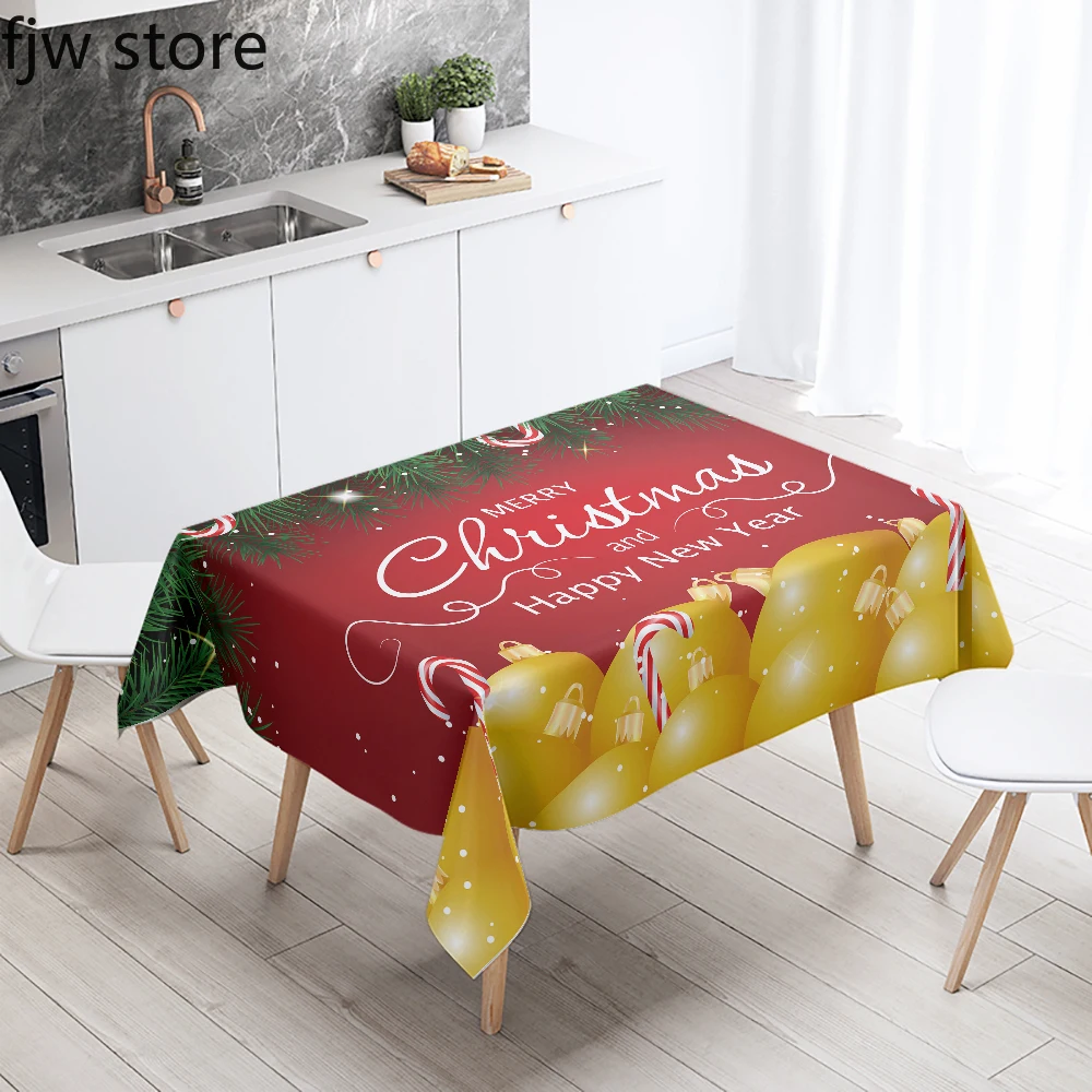 Merry Christmas and Happy New Year Decorative Tablecloth Rectangular Waterproof Tablecloth Home Restaurant Table Decoration - Image 3