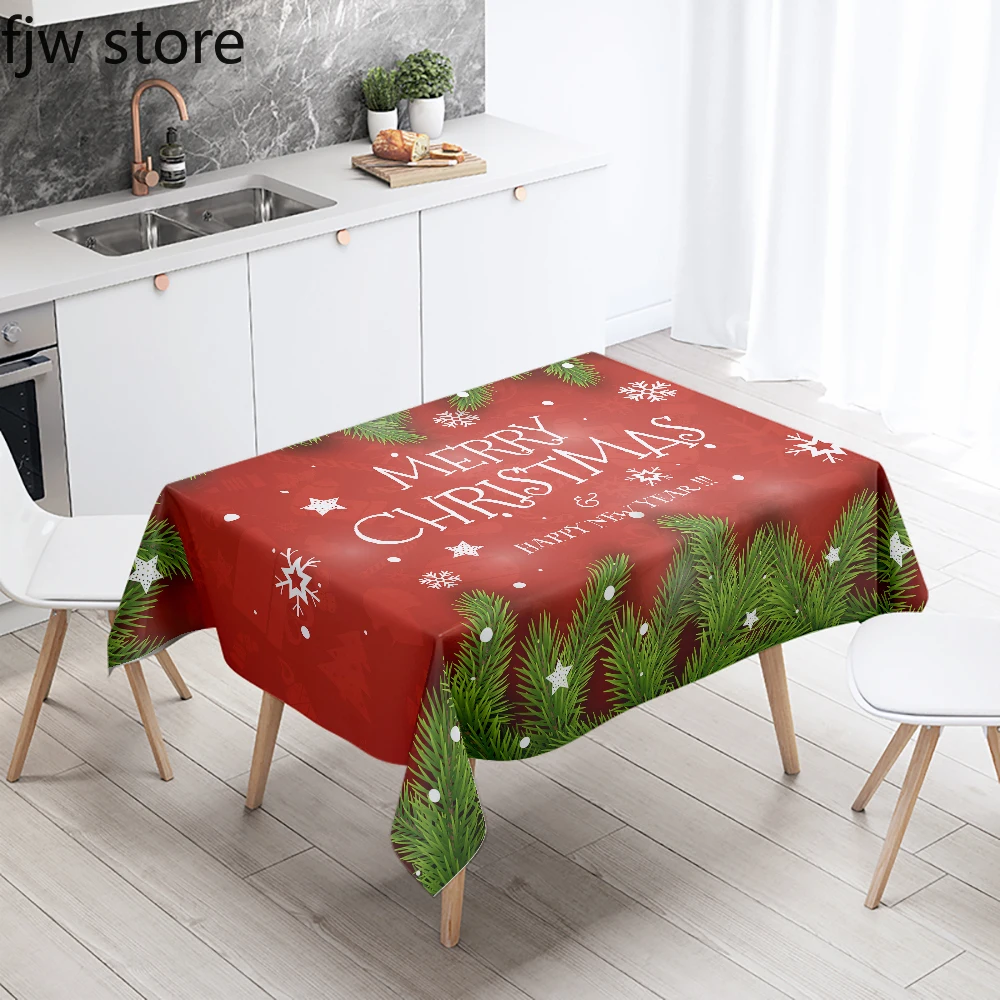 Merry Christmas and Happy New Year Decorative Tablecloth Rectangular Waterproof Tablecloth Home Restaurant Table Decoration - Image 4