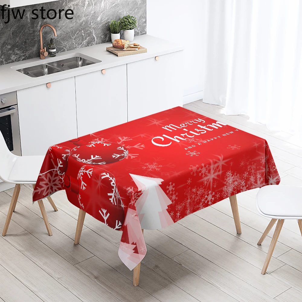 Merry Christmas and Happy New Year Decorative Tablecloth Rectangular Waterproof Tablecloth Home Restaurant Table Decoration - Image 5