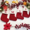 New Year Christmas Socks Red Snowflake Alphabet Letters Christmas knitting Stocking Christmas Tree Decoration For Home Xmas Gift