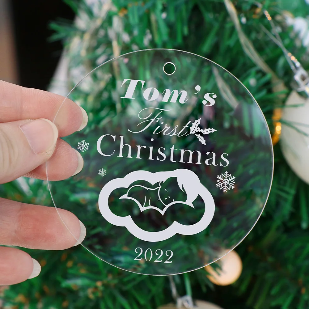 Personalized Christmas Ornaments 2022,Acrylic 1st Christmas Married Ornament First Christmas Ornament Gifts for Baby - Image 5