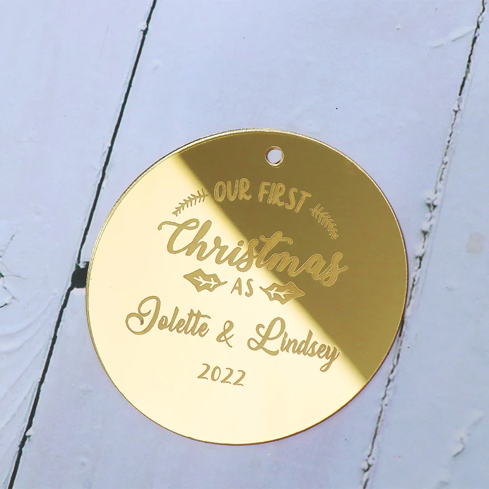 Personalized Christmas Ornaments 2022,Acrylic Gold 1st Christmas Married Ornament First Christmas Ornament Gifts for Baby - Image 3