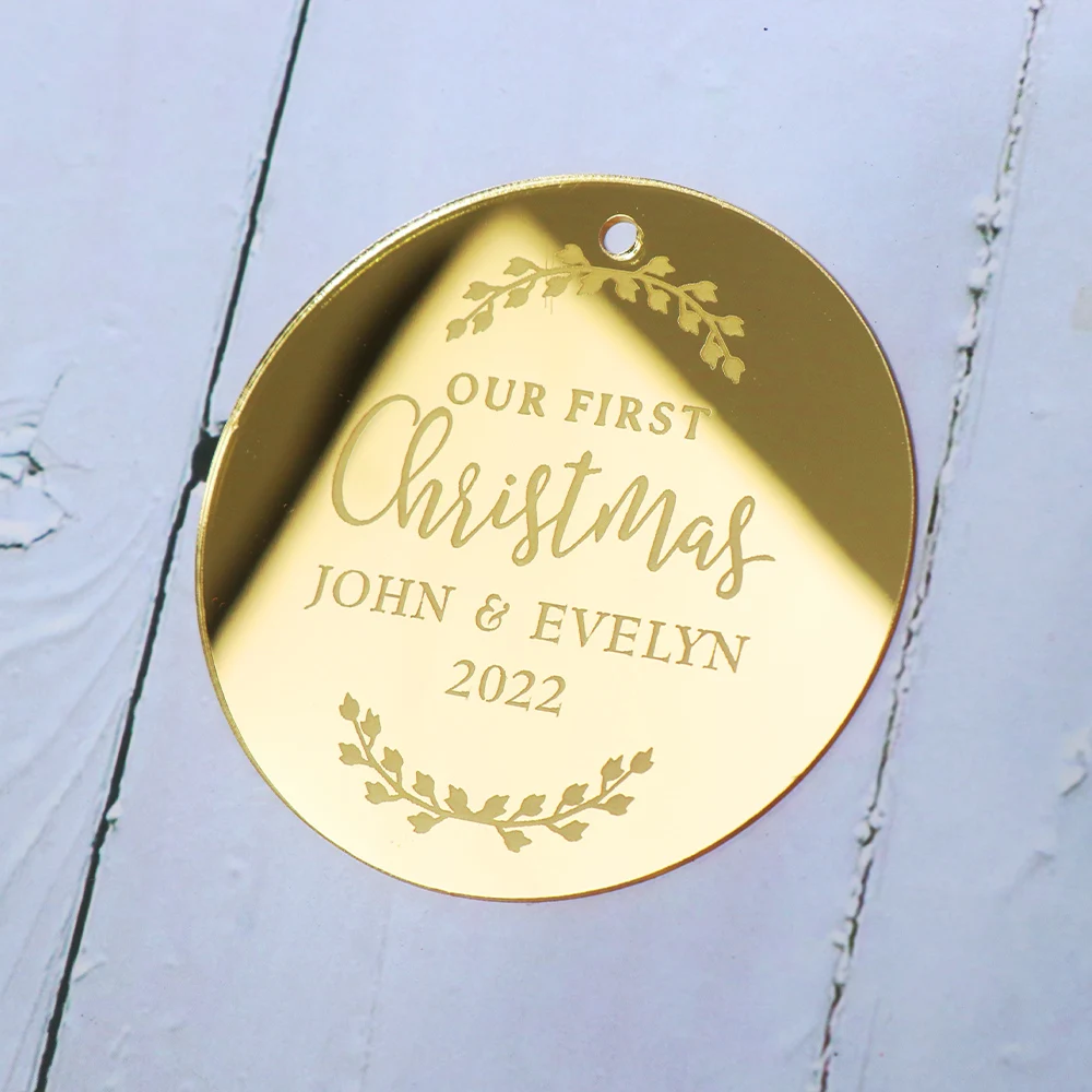 Personalized Christmas Ornaments 2022,Acrylic Gold 1st Christmas Married Ornament First Christmas Ornament Gifts for Baby - Image 4