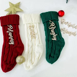 Personalized Christmas Wooden Stocking Tag Name tag Gift Tag Christmas Tags Monogram Name Ornament tags Decorations