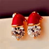 Women's Christmas Stud Earrings 2023 Trend New in Year Jewelry Gift Christmas Santa Claus Hat Reindeer Piercing Ear Rings aretes