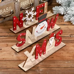 Xmas Letter Wooden Ornaments DIY Wood Crafts for Christmas Home Table Decoration New Year Kids Gift 2024