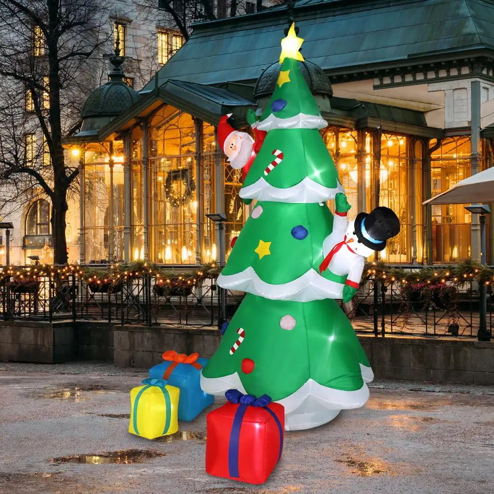 Christmas Tree Santa Snowman Inflatable Decoration Built-in LED Lights Blow Up Christmas Decor Outdoor Garden Party Scene Layout - Image 2