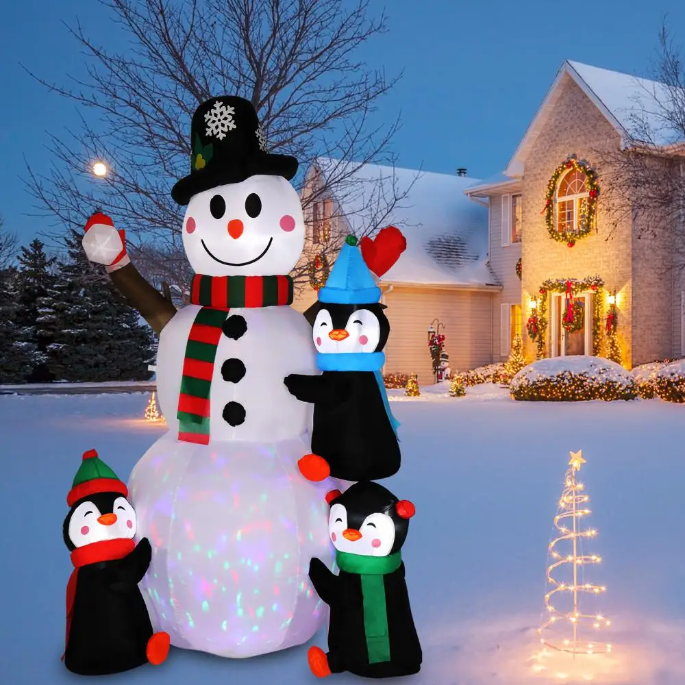 Christmas Tree Santa Snowman Inflatable Decoration Built-in LED Lights Blow Up Christmas Decor Outdoor Garden Party Scene Layout - Image 5
