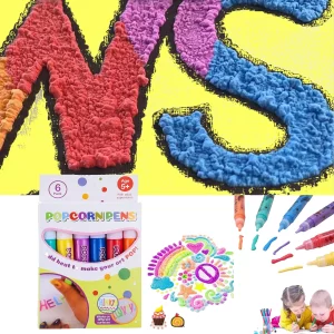 Magic Popcorn Pens Colour Puffy Drawing Pens DIY 3D Art Safe Pen Paint Pen for Greeting Birthday Cards Kids Christmas Gifts