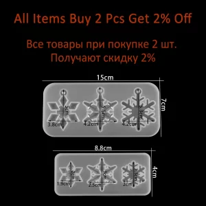 Multi-style Snowflake With Hole Silicone Molds Pendant Epoxy Resin Mold Christmas Tree Hanging Decoration DIY Jewelry Making