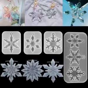 Multi-style Snowflake With Hole Silicone Molds Pendant Epoxy Resin Mold Christmas Tree Hanging Decoration DIY Jewelry Making